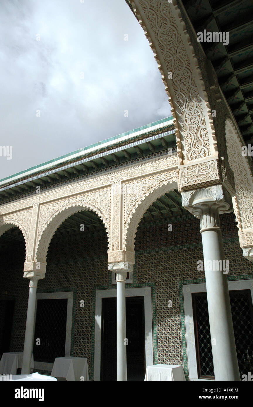 The patio, center of the traditional tunisian rich house, Dar Cherait Museum in Tozeur, Tunisia
