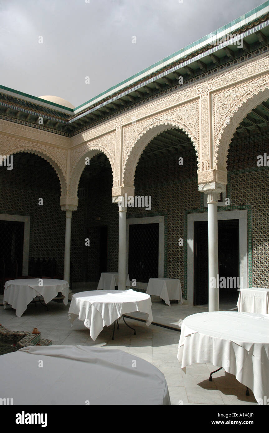 The patio, center of the traditional tunisian rich house, Dar Cherait Museum in Tozeur, Tunisia
