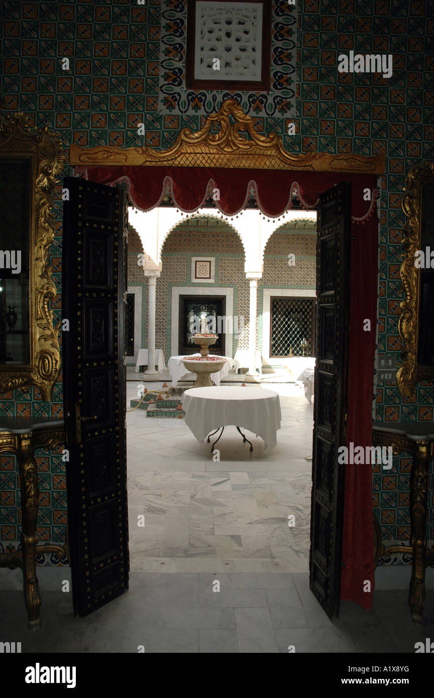 The patio, center of the traditional tunisian rich house, Dar Cherait