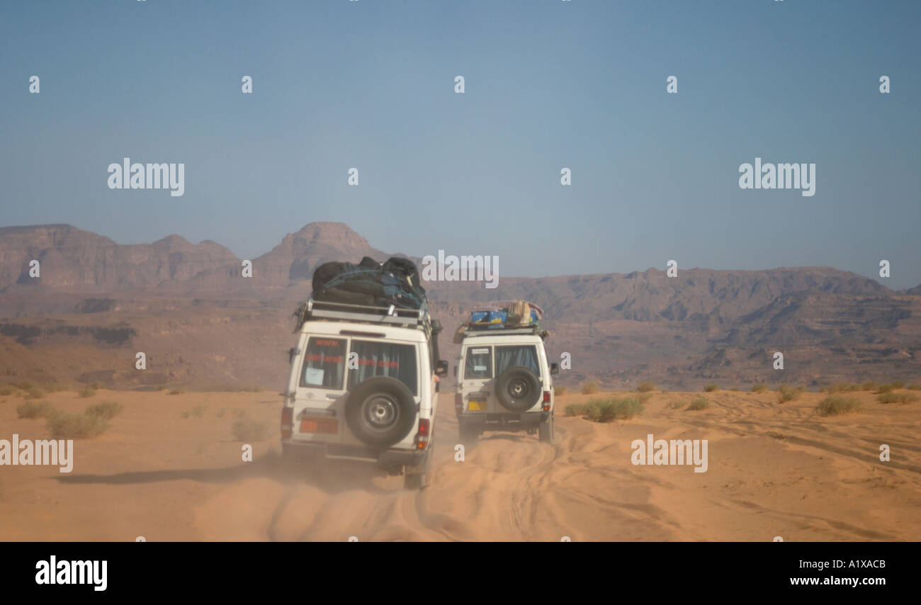 4x4 Toyota Landcruiser Vehicles in the Desert of Sin Sinai Peninsula Egypt Stock Photo