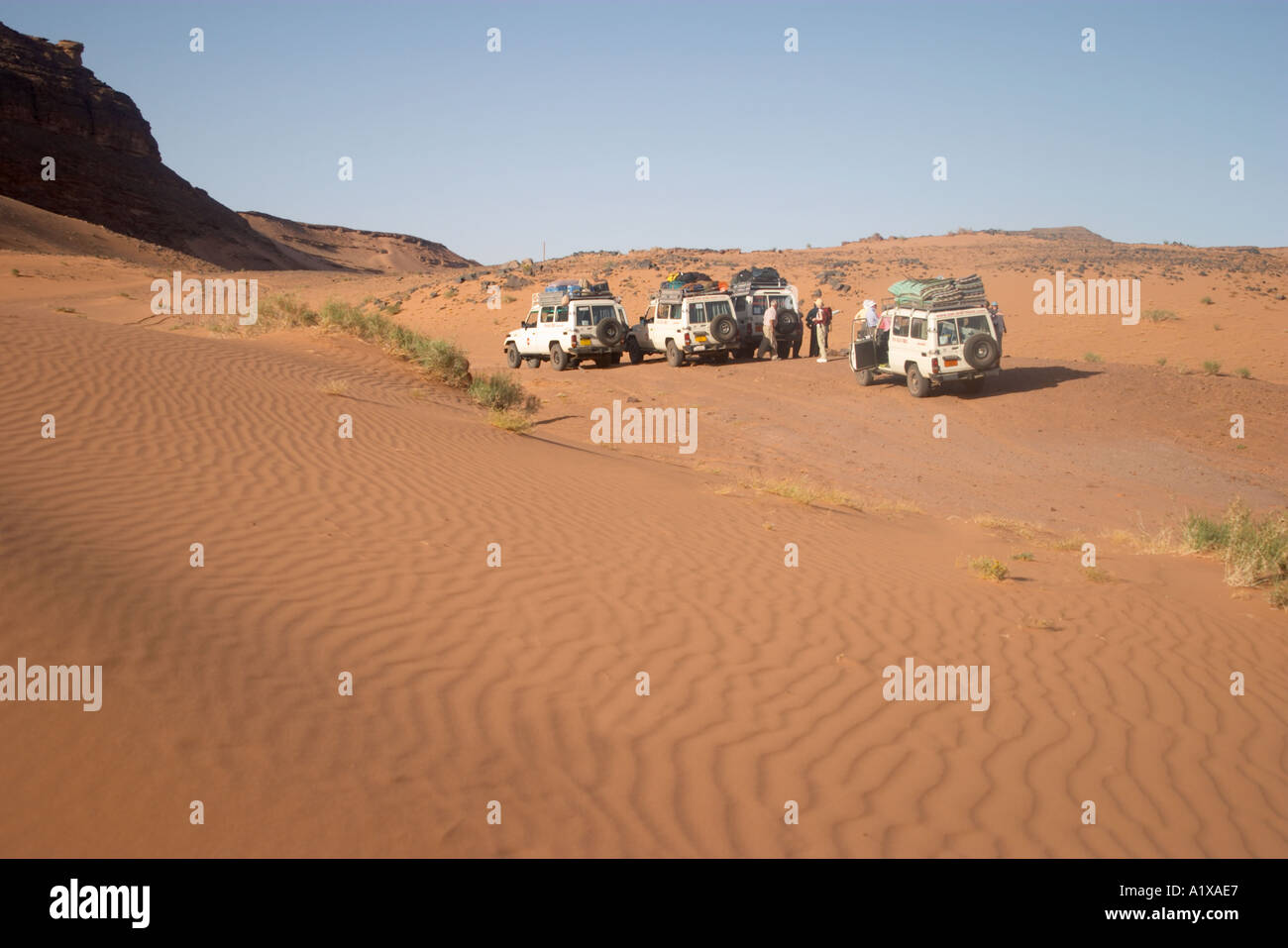 4x4 Toyota Landcruiser Vehicles in the Desert of Sin Sinai Peninsula Egypt Stock Photo