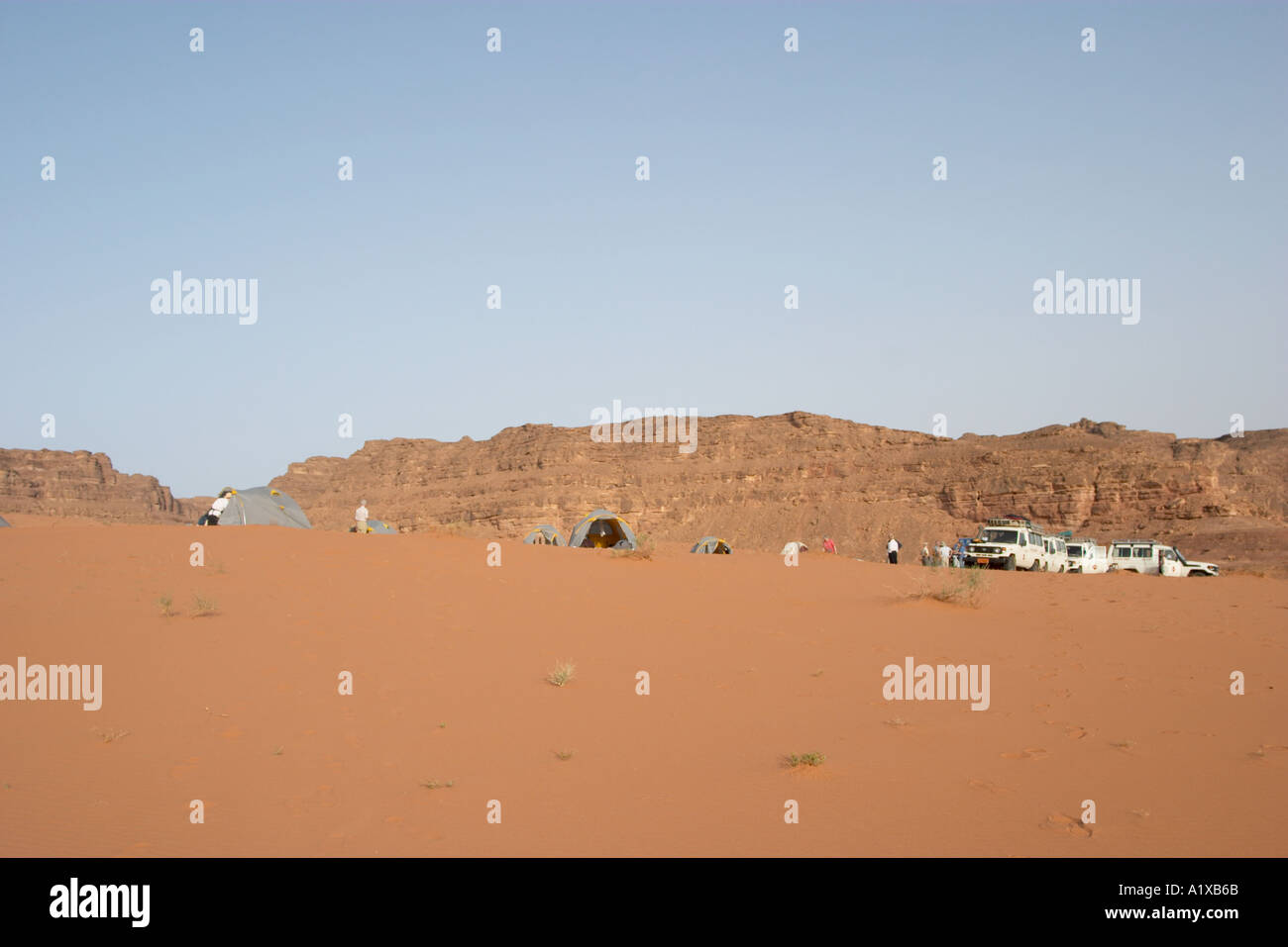 Camping in the Desert of Sin at Sarabit el Kadim Sinai Peninsula Egypt Stock Photo