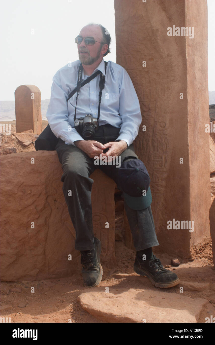 Archeologist David Rohl at Hathor Temple at Sarabit al Khadim Sinai Peninsula Egypt Stock Photo