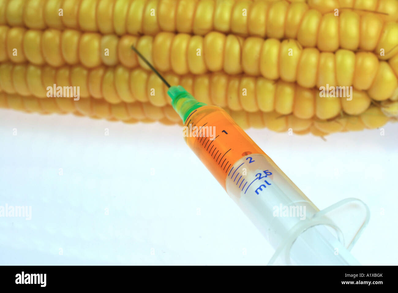 Croquage Injection a corncob and an injection Stock Photo - Alamy