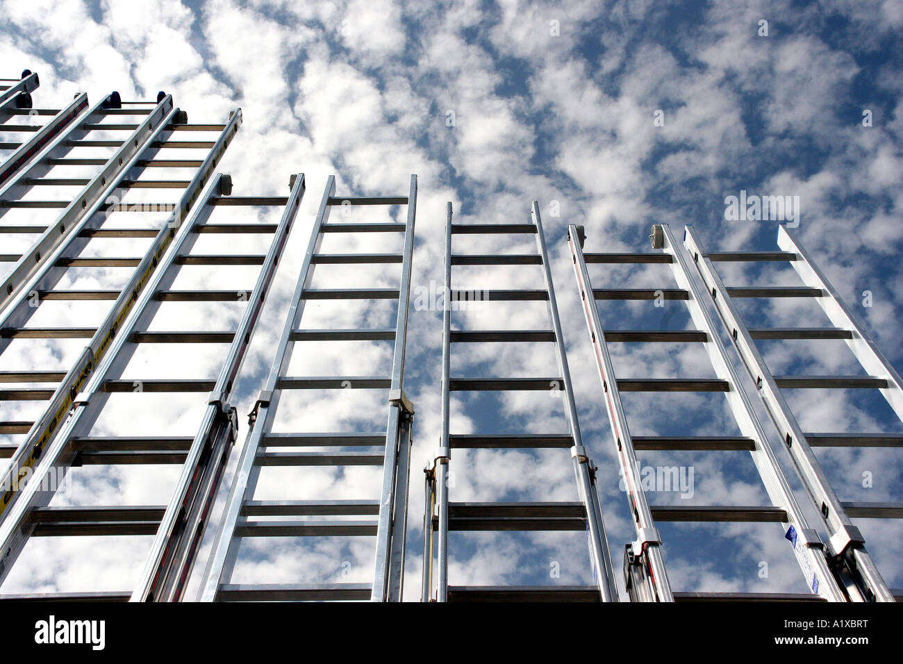 ladders rise up to the sky Stock Photo