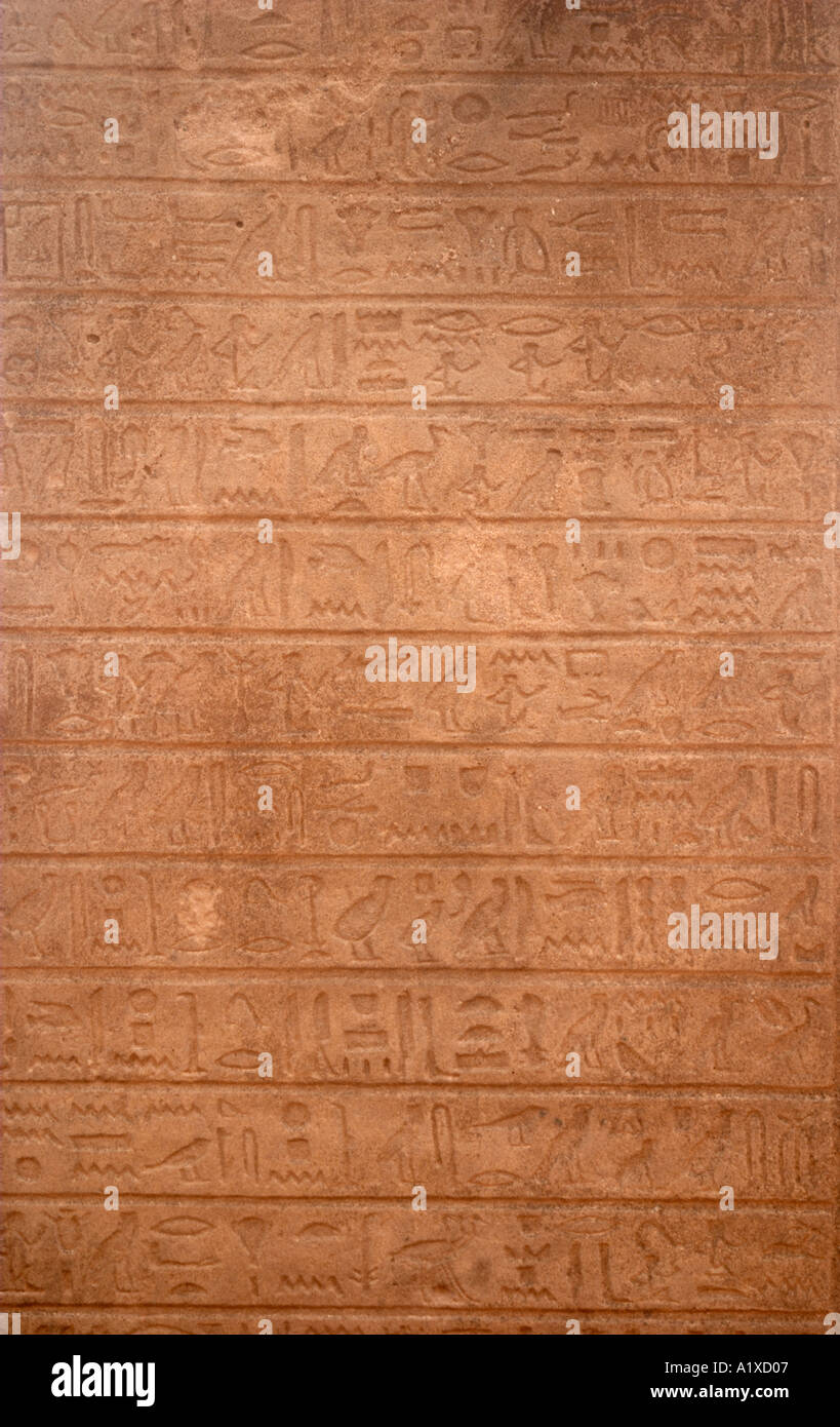 Hieroglyphs on a stele at Hathor Temple at Sarabit al Khadim Sinai Peninsula Egypt Stock Photo