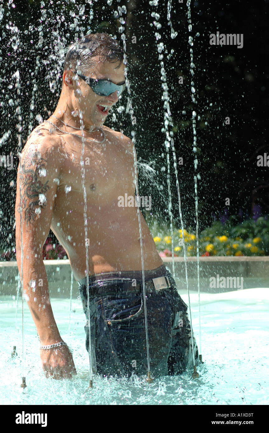 man in a well Stock Photo Alamy