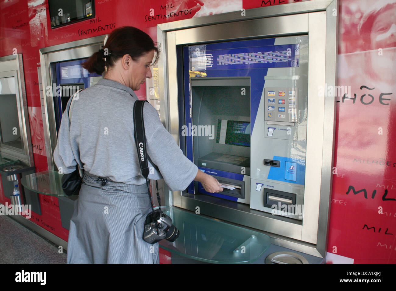 Portugal, Lisbon, cash dispenser Stock Photo