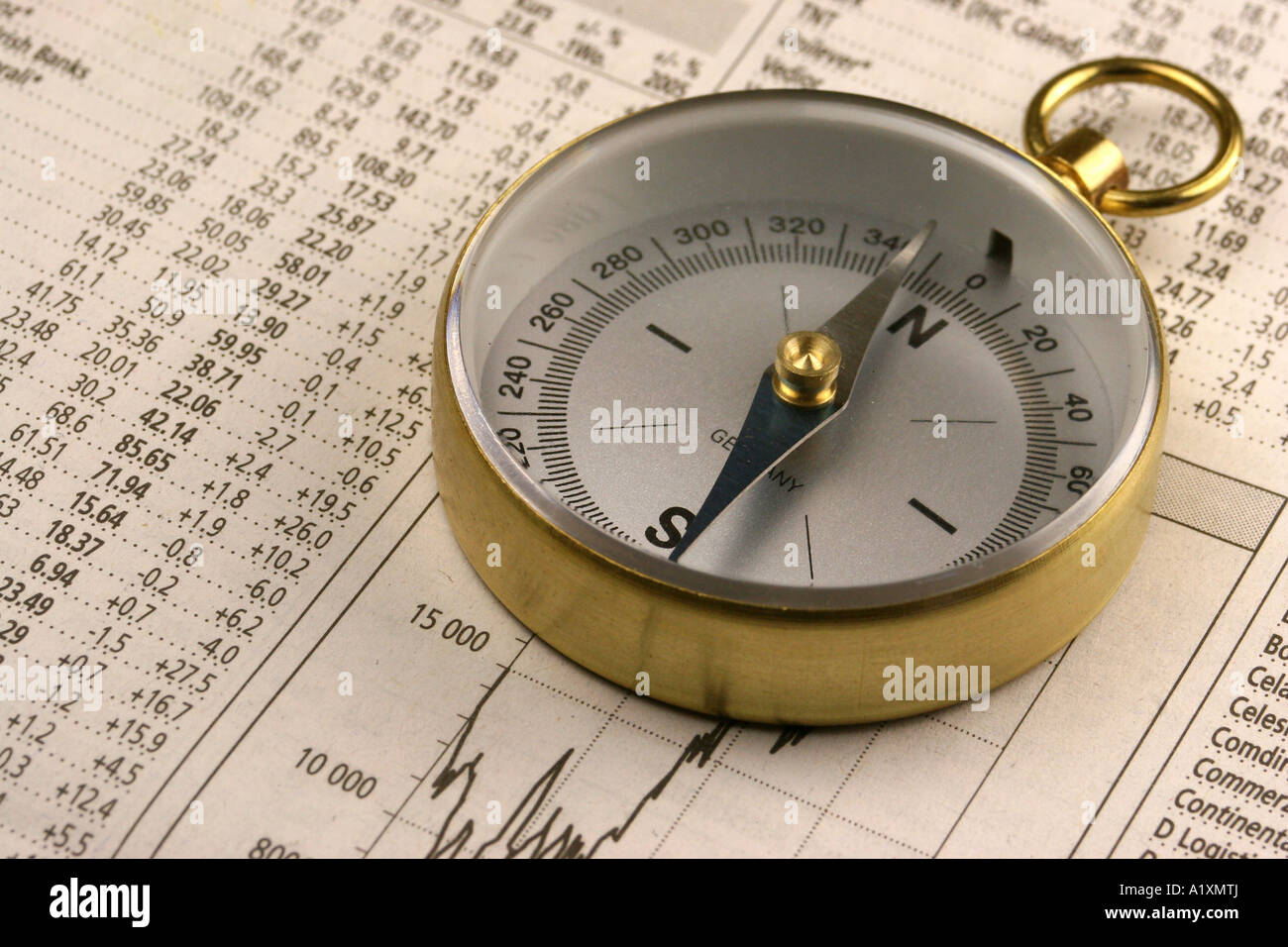 stock list and compass Stock Photo - Alamy