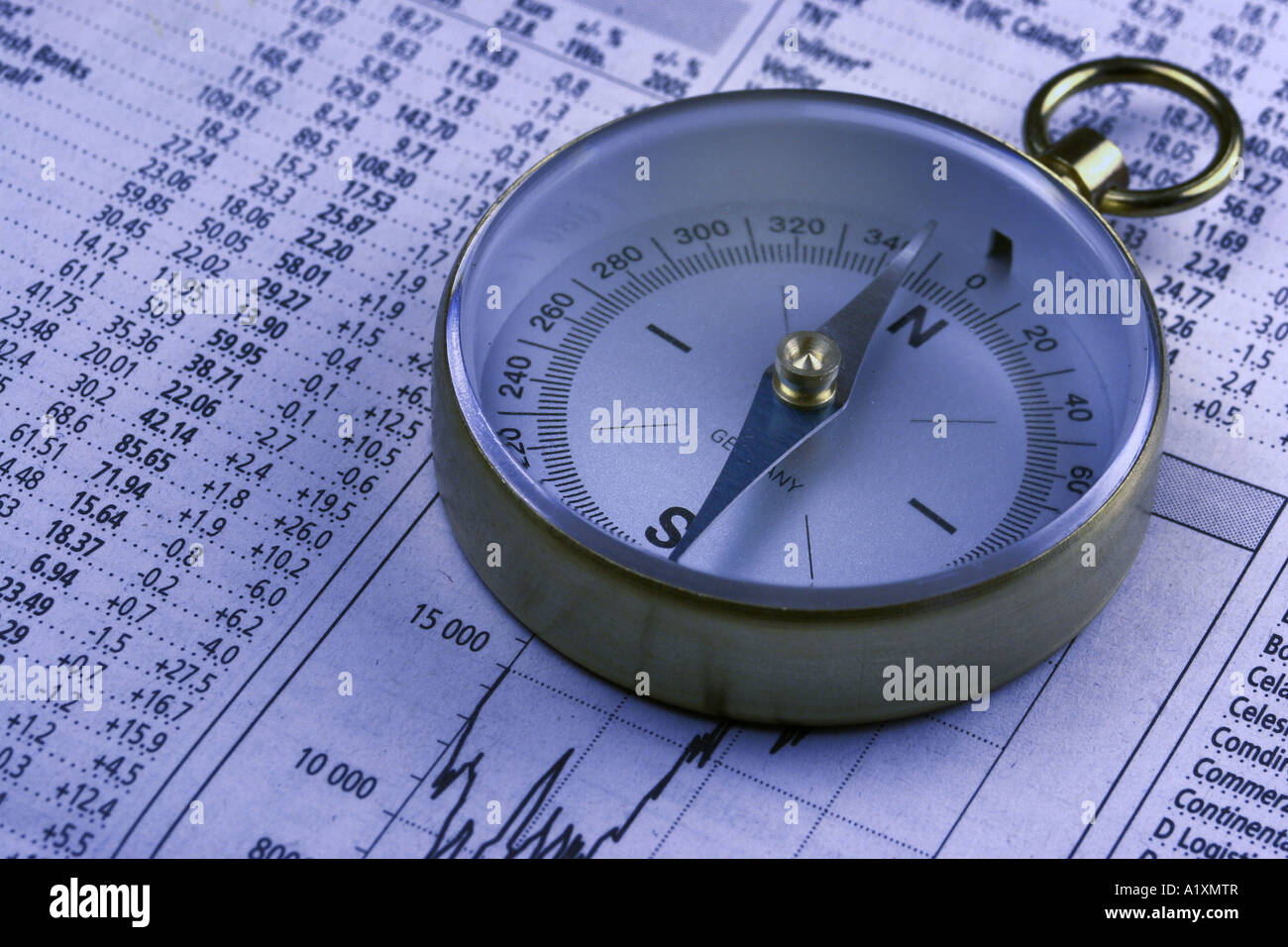 stock list and compass Stock Photo - Alamy