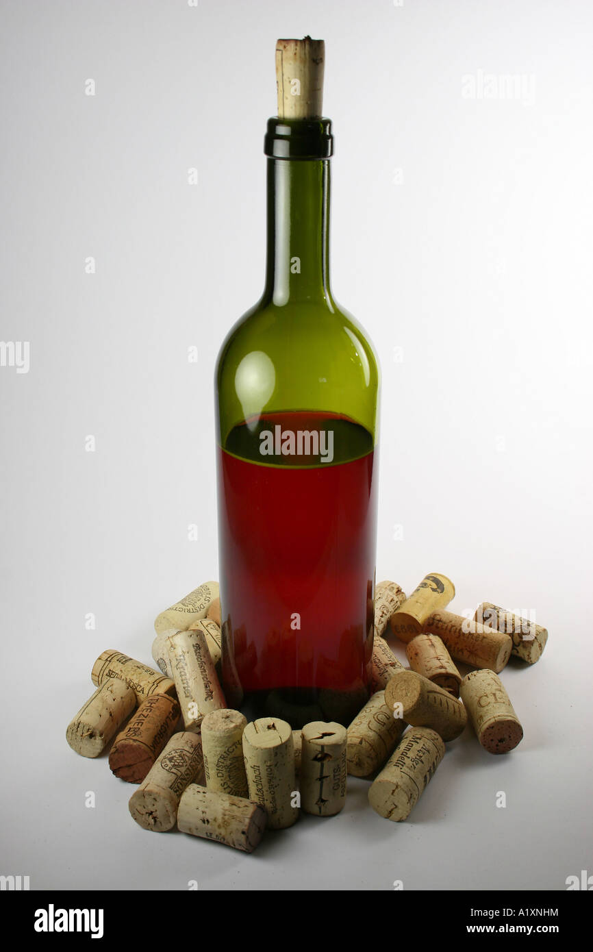 wine bottle with corks Stock Photo Alamy