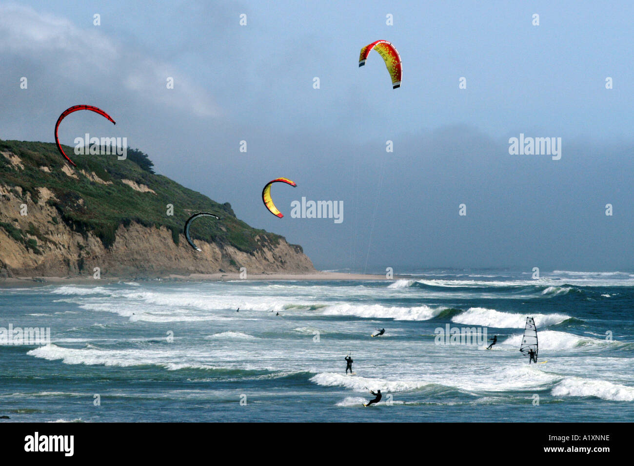 Kite surfing West Coast Highway One along Pacifc Ocean West Coast  California USA Stock Photo - Alamy