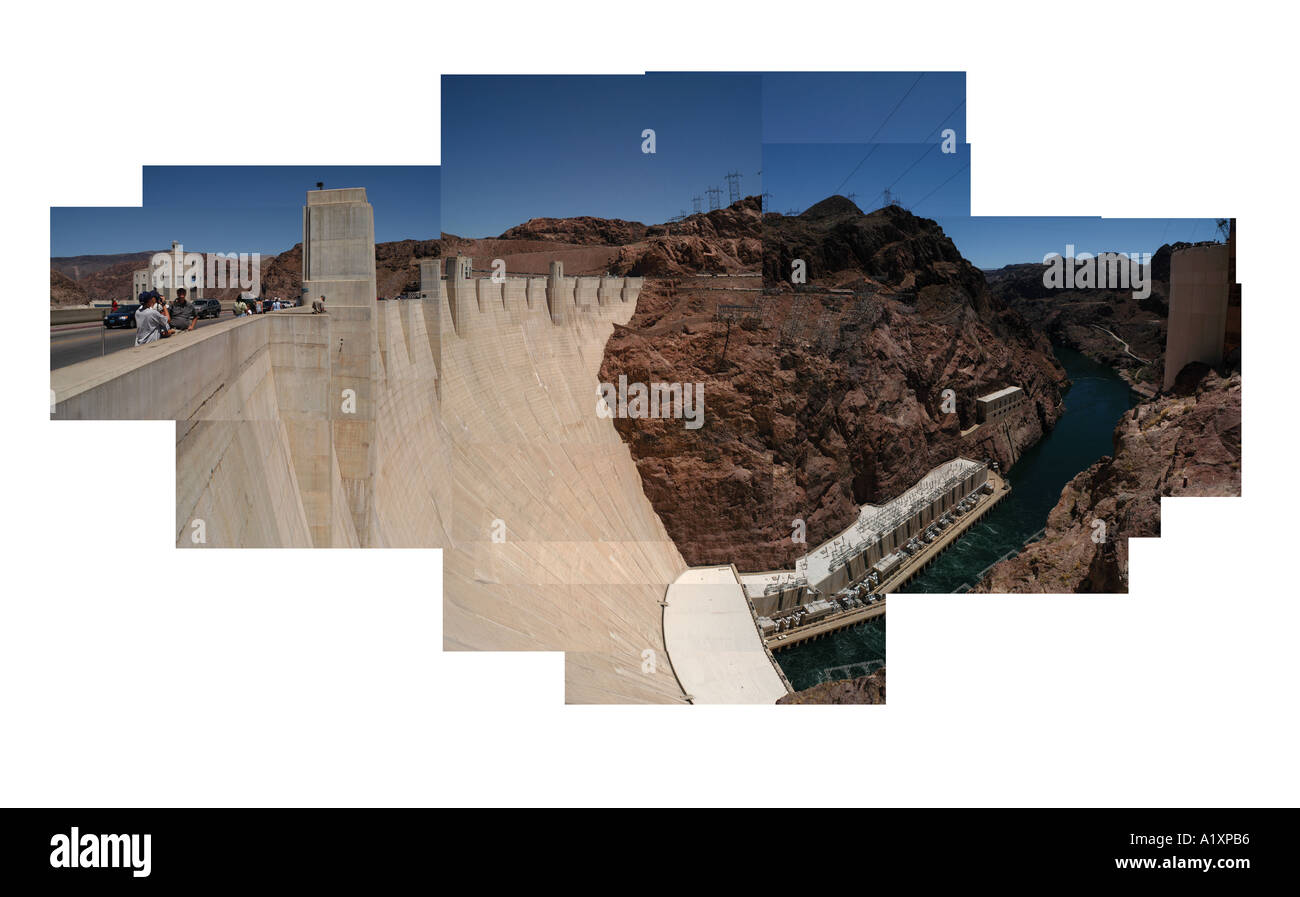 The top of the Hoover Dam as seen from the Visitors Centre Observation Deck Near Boulder City Stock Photo