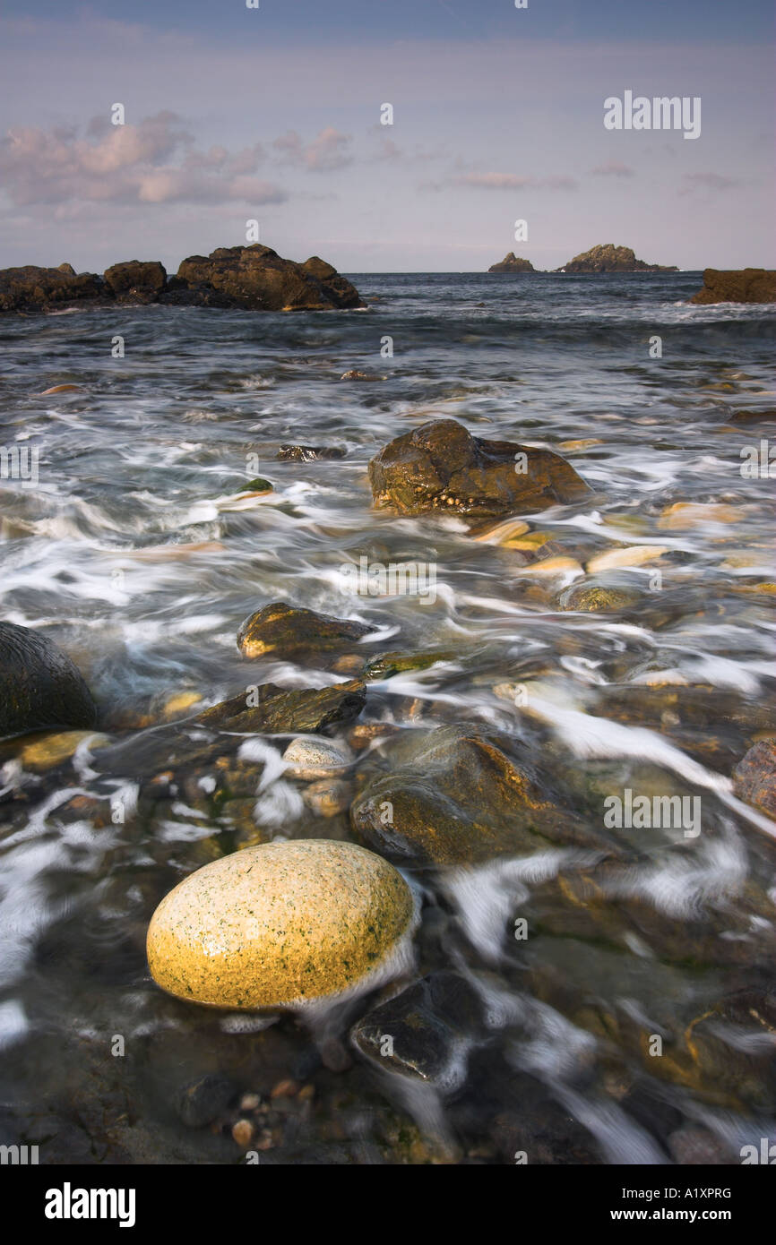 Egg shaped pebble on the shore at Priests Cove in Cape Cornwall, Cornwall Stock Photo