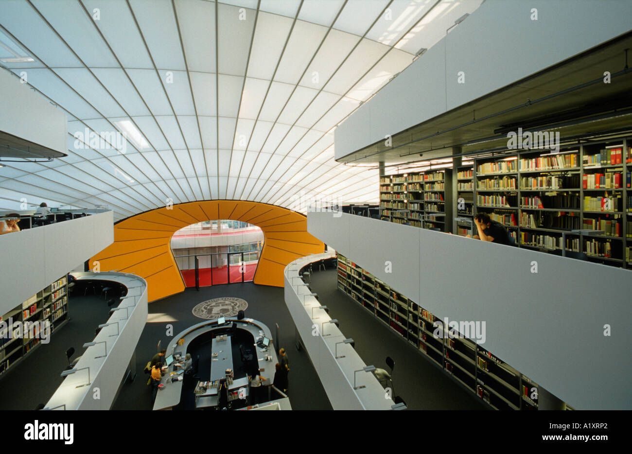 Philological Library of Freie Universitaet Berlin by architect Sir Norman Foster, Berlin Dahlem Zehlendorf, Berlin, Germany. Stock Photo