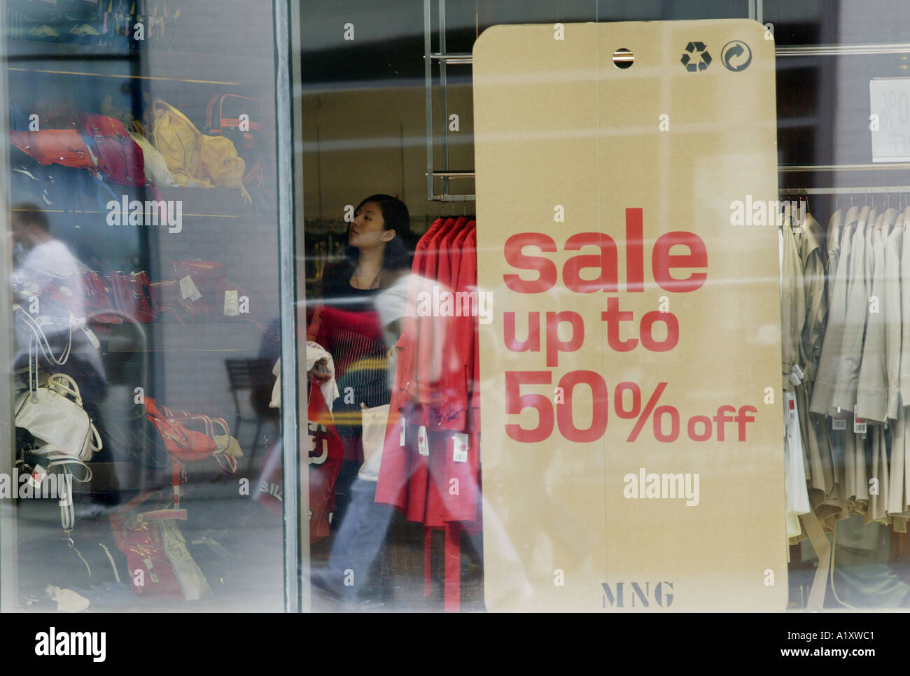 The Mango clothing store in the Bullring shopping centre Birmingham UK holds a summer sale Stock Photo