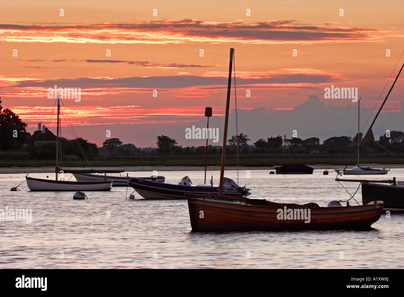 Boats captured in Bosham harbour, West Sussex Stock Photo
