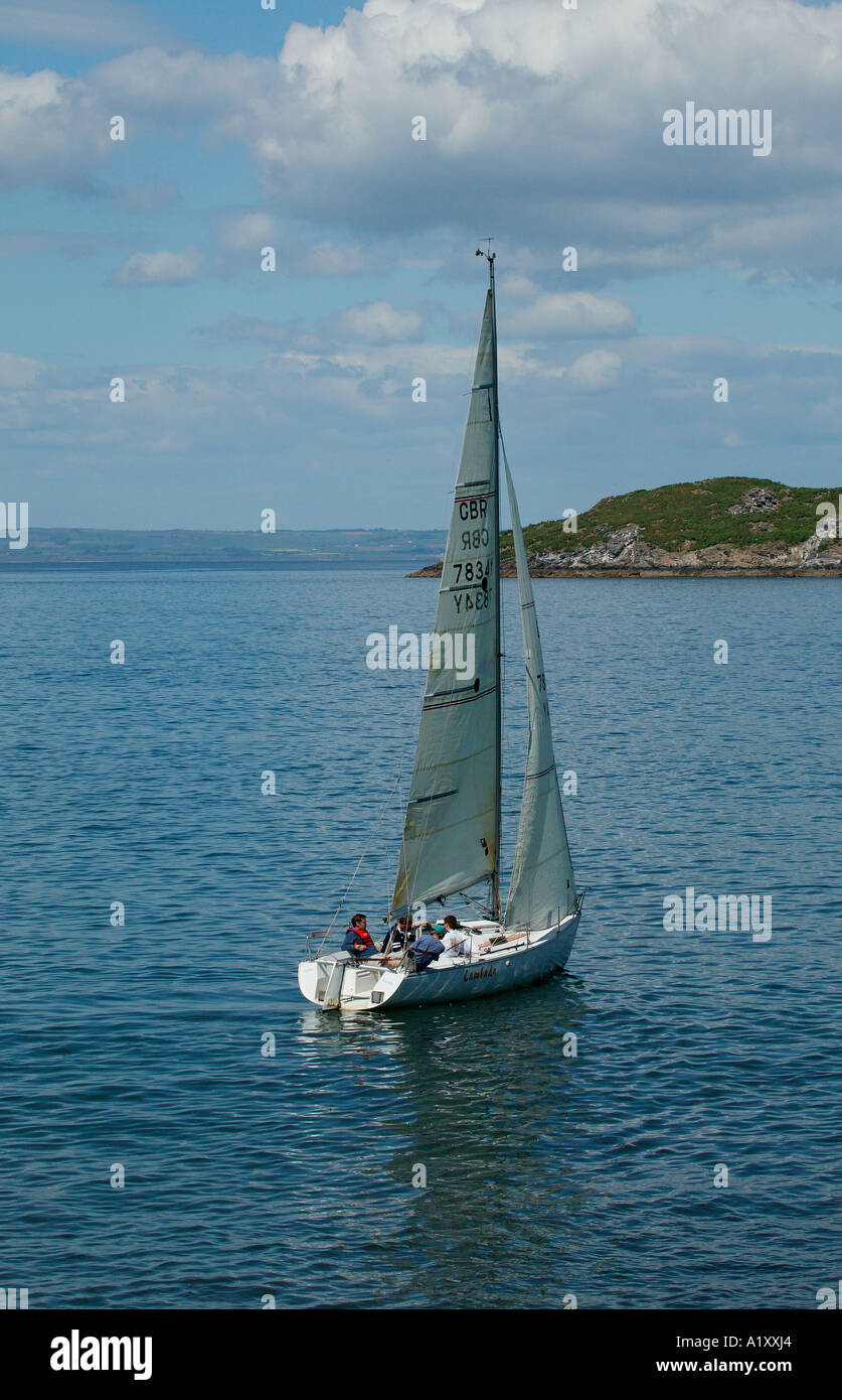 Yacht sailing in the Forth Estuary, North Berwick, Scotland, UK G B, Europe, North Sea, islands Stock Photo
