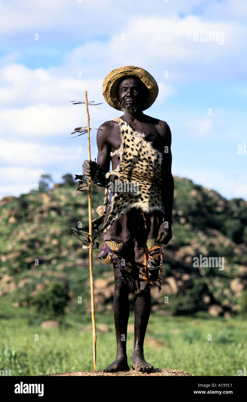 NUBA TRIBE THE VILLAGE WITCH DOCTOR Stock Photo