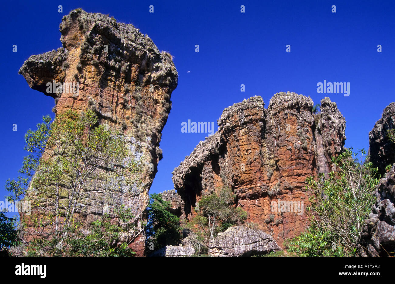 Sandstone Rock formations at Vila Velha NP, Parana, southern Brazil Stock Photo