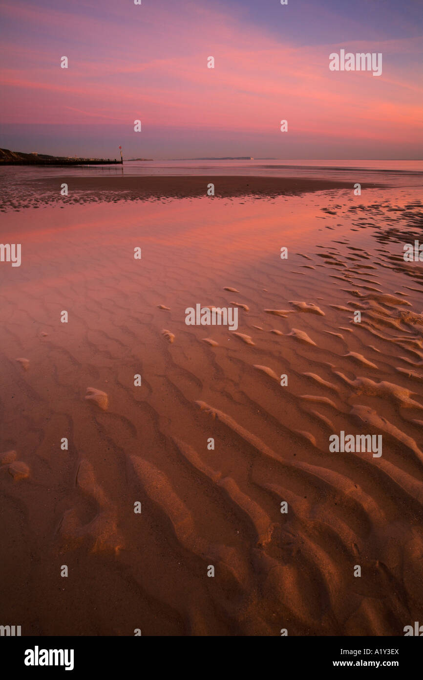 Bournemouth beach on a winter sunset, Dorset, England Stock Photo