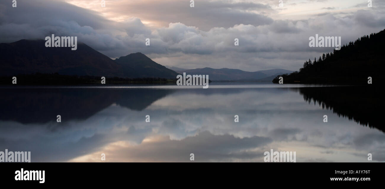 Bassenthwaite Lake, cloud and reflections.  English Lake District Stock Photo