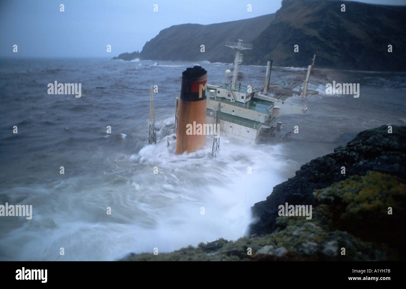Braer Oil tanker disaster Shetland Jan 1993 Stock Photo Alamy
