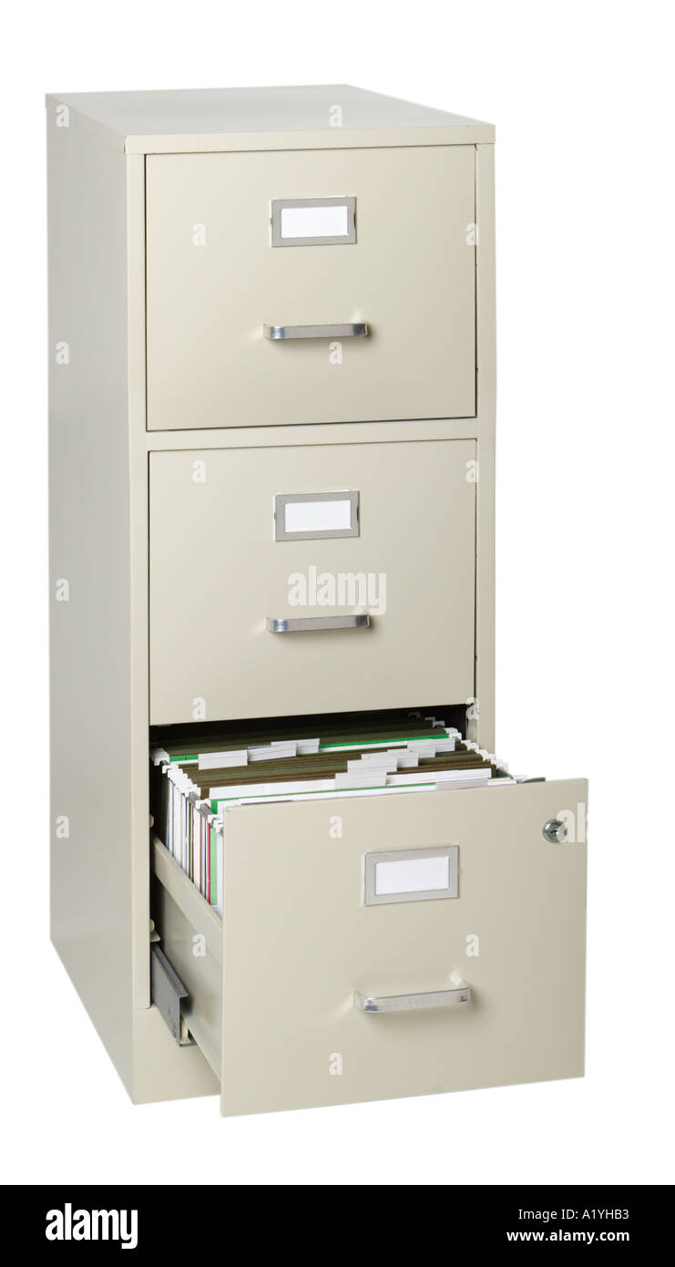 File cabinet with open drawer Stock Photo - Alamy