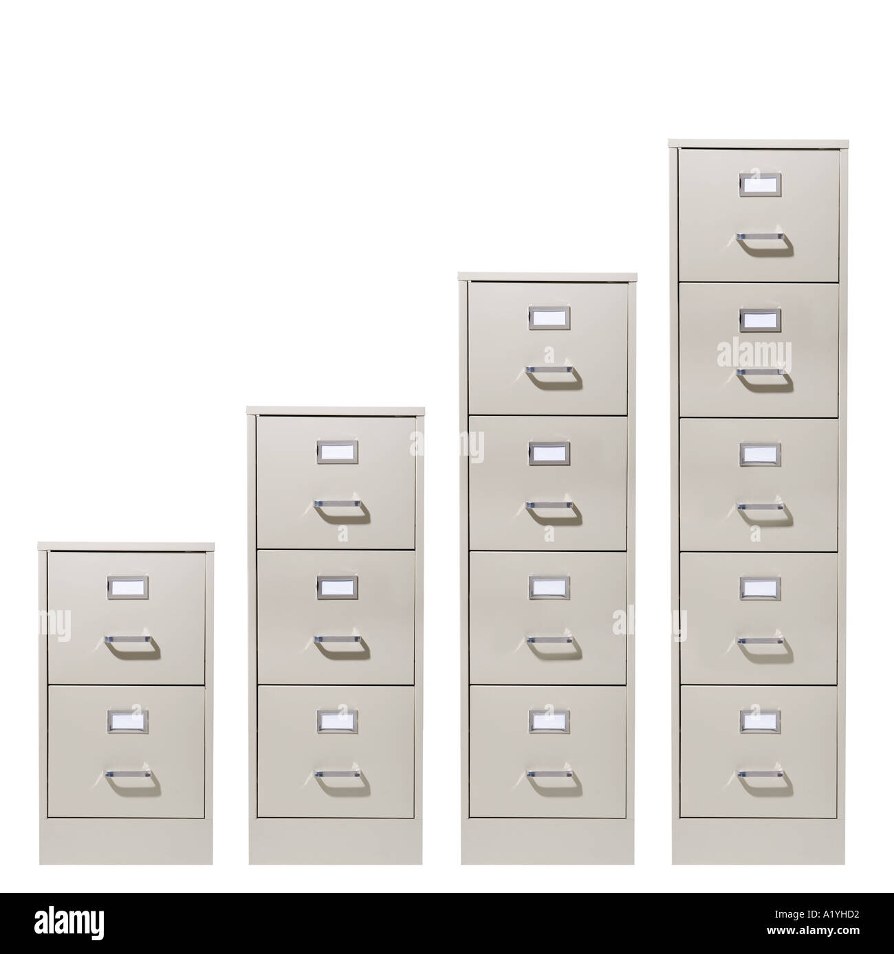 Various sizes of file cabinets Stock Photo