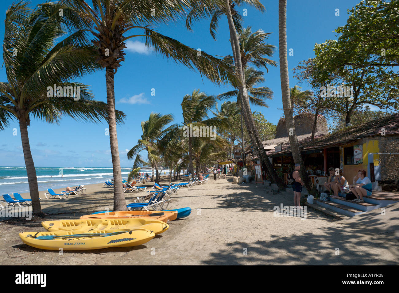 Beach Cafe, Cabarete, North Coast, Dominican Republic, Caribbean Stock Photo