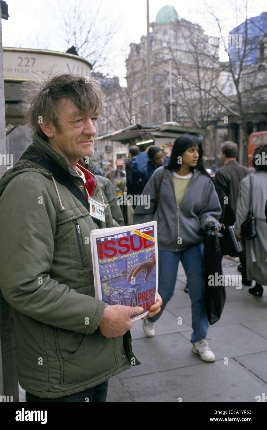 A BIG ISSUE STREET VENDOR LONDON MARCH 1993 Stock Photo