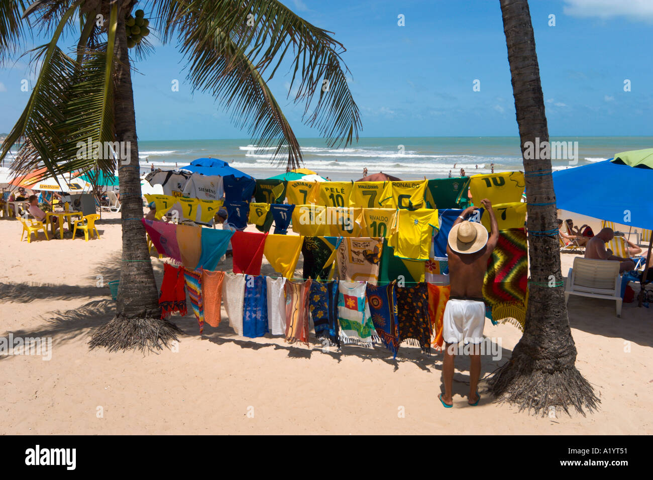 Beach Seller, Ponta Negra, Natal, Rio Grande do Norte, Brazil Stock Photo