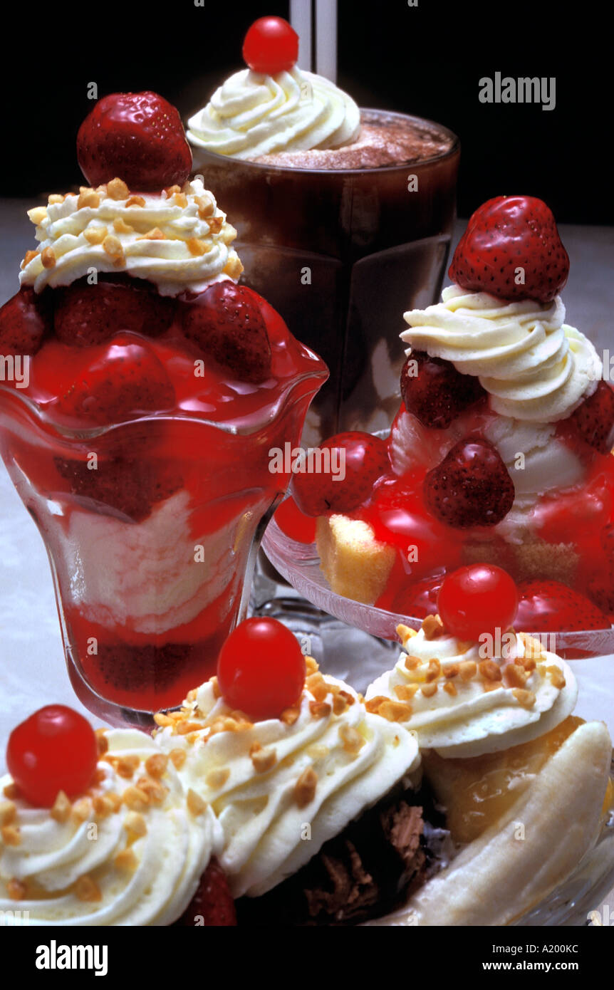 ice cream soda sundae sunday banana split strawberry cherry whipped ...