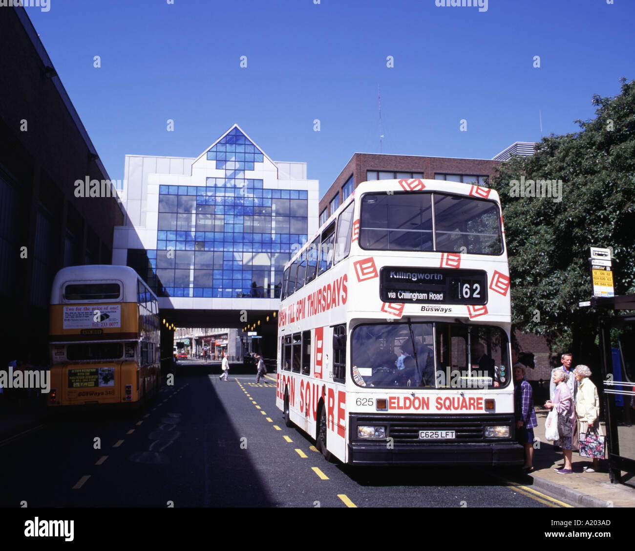 View along Blackett Street to Blackett Bridge, Newcastle upon Tyne, Tyne and Wear, England, UK, in the 1990s. Stock Photo