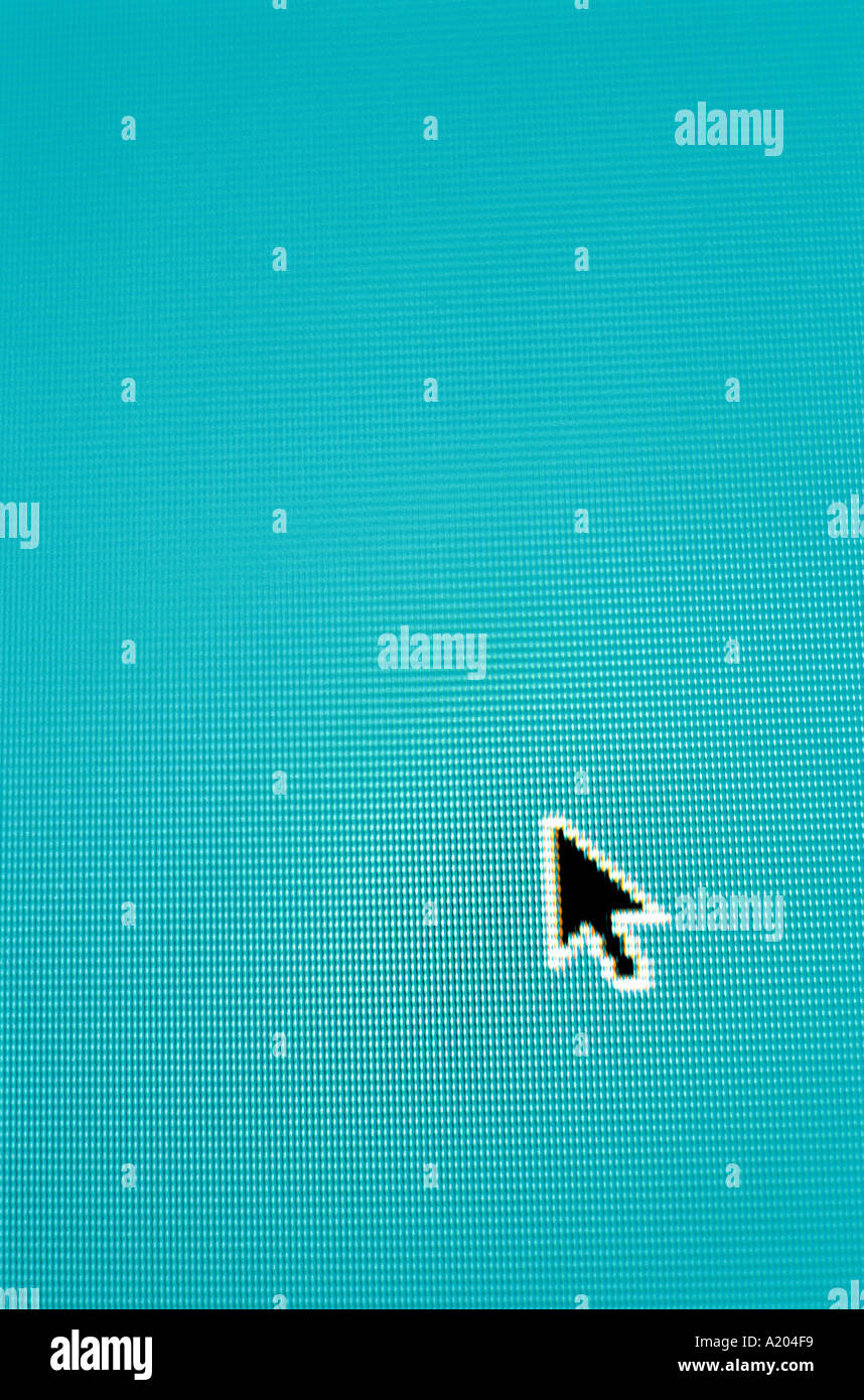 Close up of cursor arrow on computer screen Stock Photo