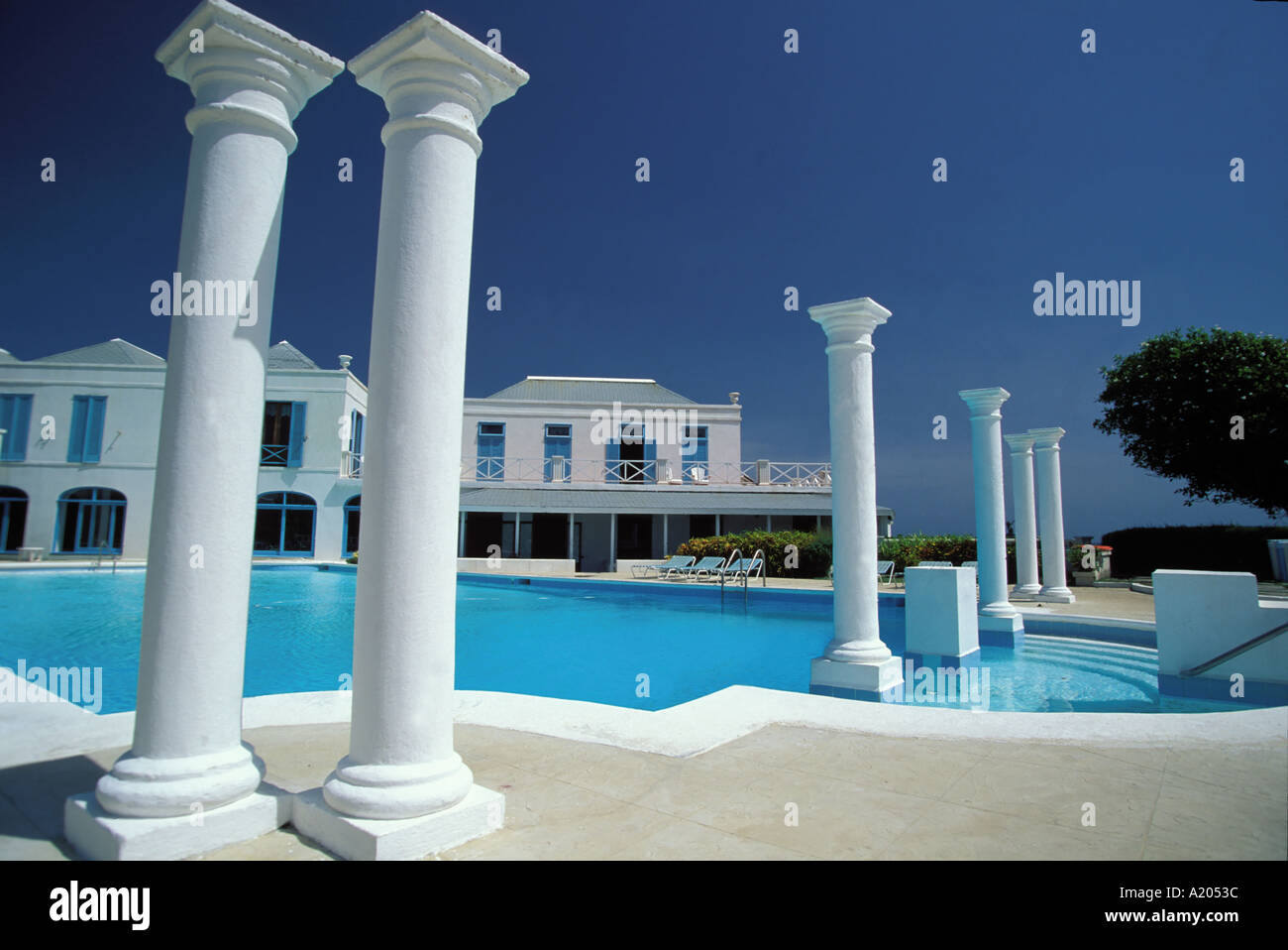 Barbados hotel and pool Stock Photo Alamy