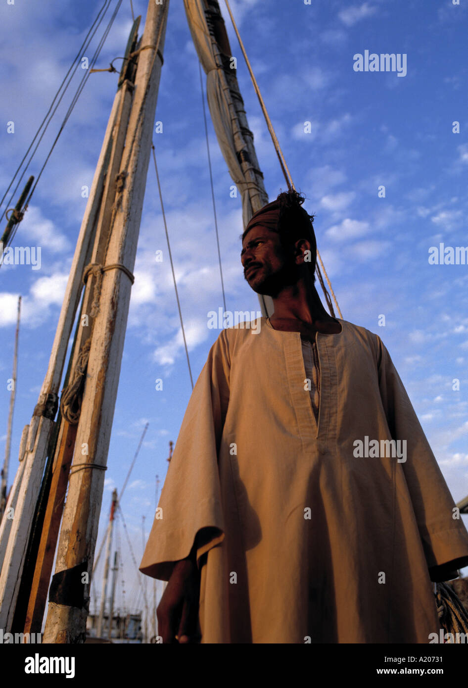 Falucca man Aswan Stock Photo