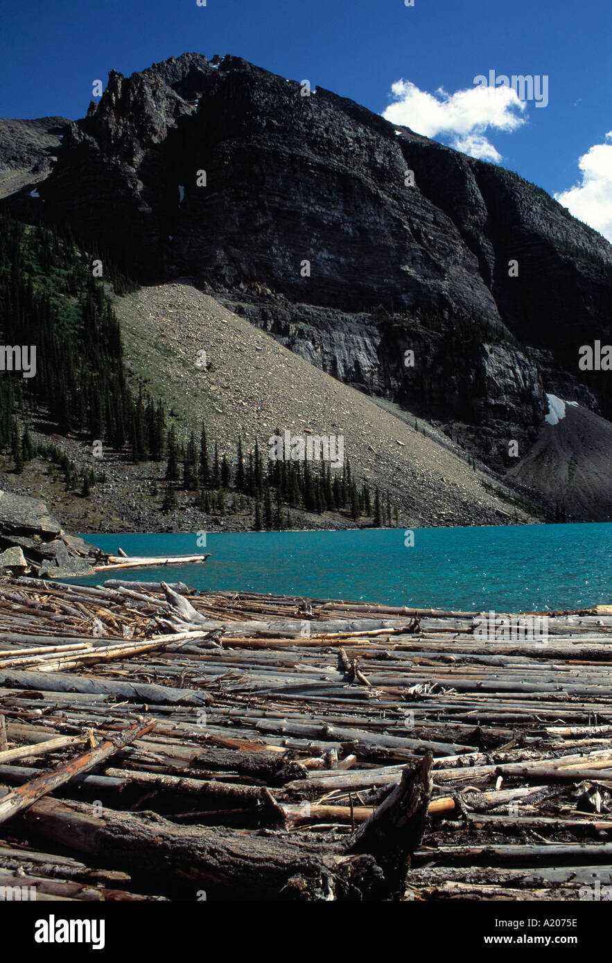 Canoeist on Moraine Lake Lake Louise Stock Photo