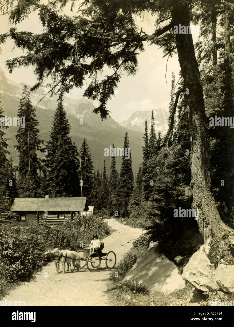 Wardens Cabin and Swiss Peaks Glacier National Park Stock Photo