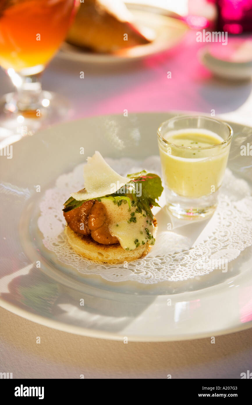 chanterelle mushroom appetizer and iced tea Martini House St Helena