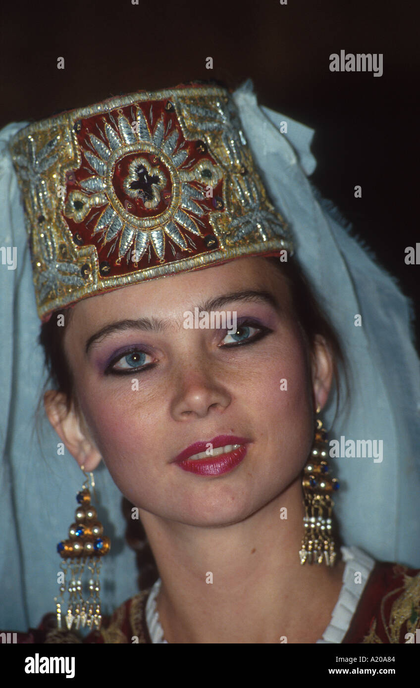 Model modelling bridalware Bukhara Uzbekistan Stock Photo