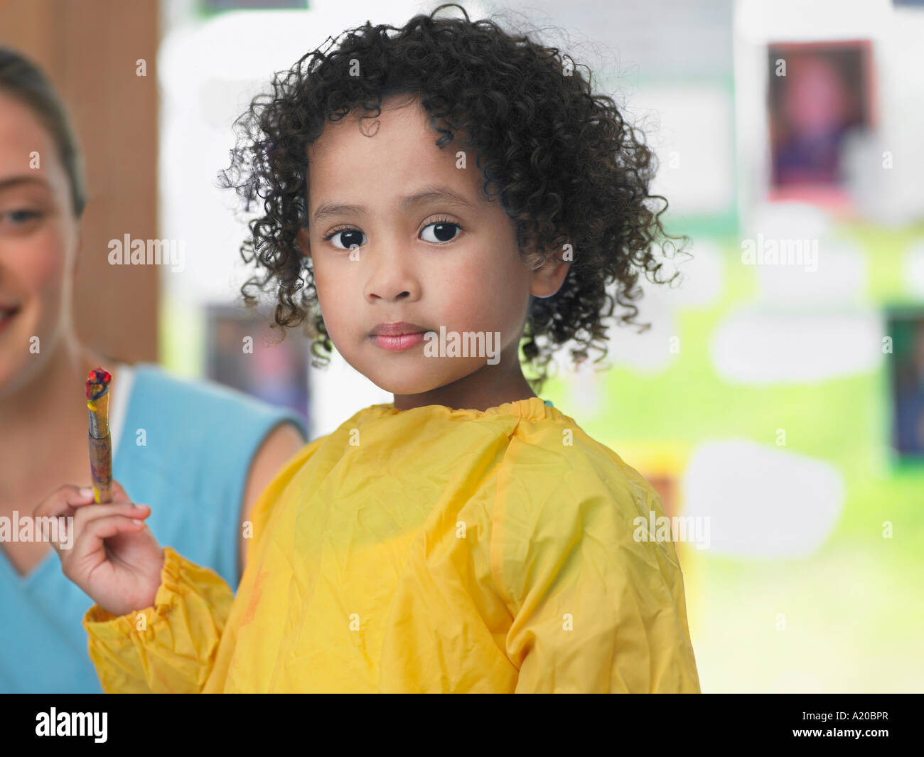 Girl painting in art class, portrait Stock Photo