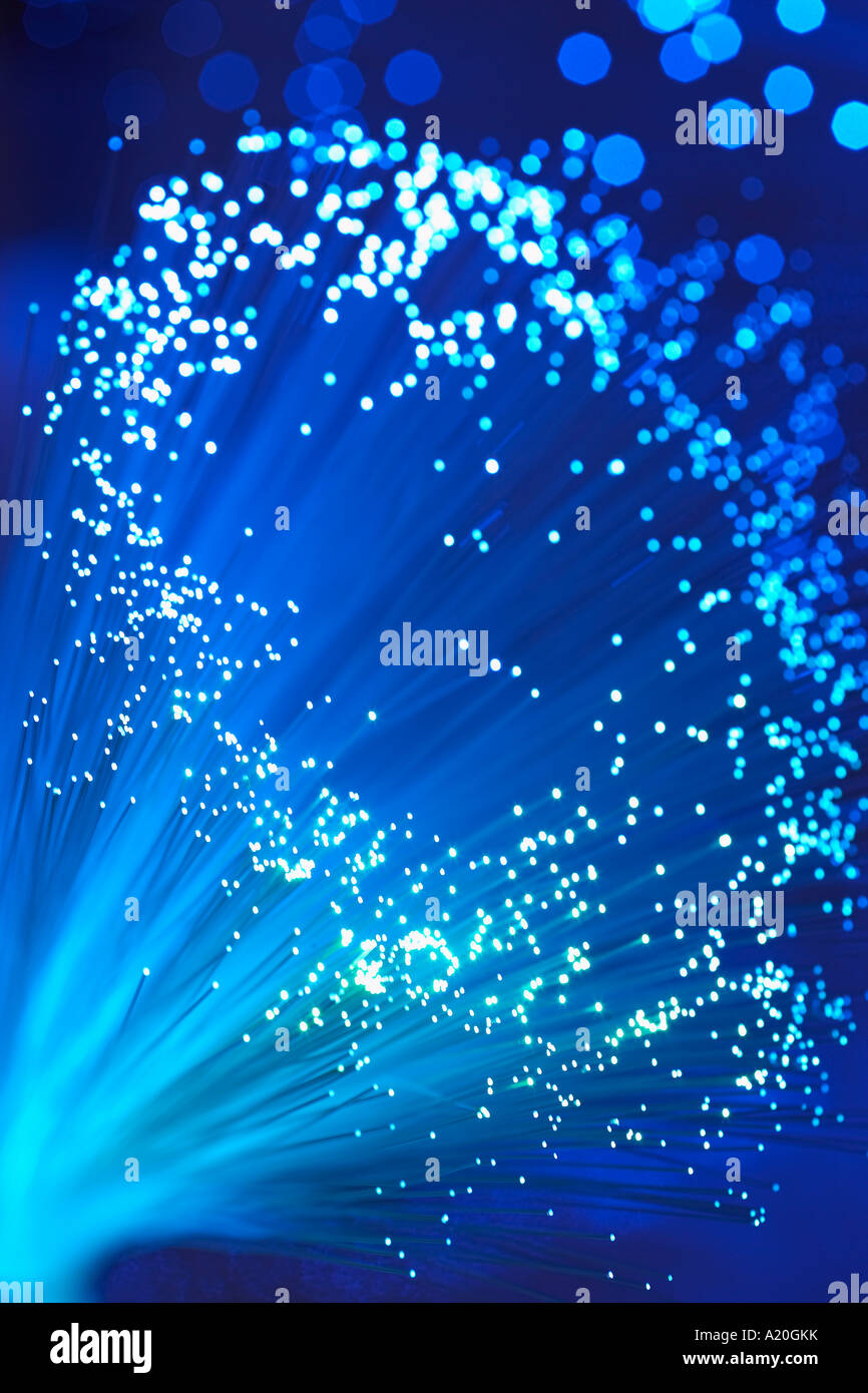 Close up of blue fibre optics Stock Photo