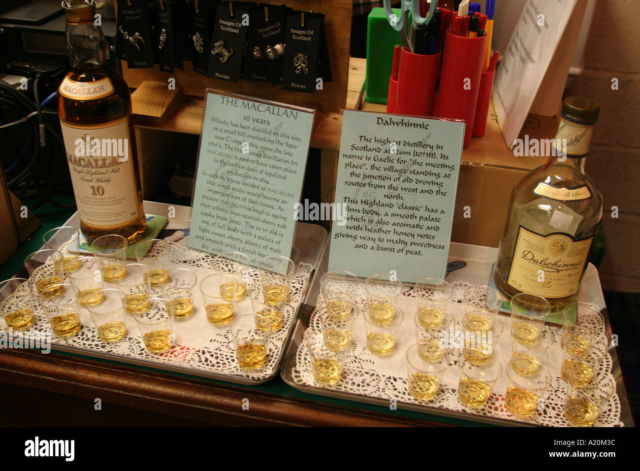 Whisky for sale and available for tasting at a whisky heritage centre