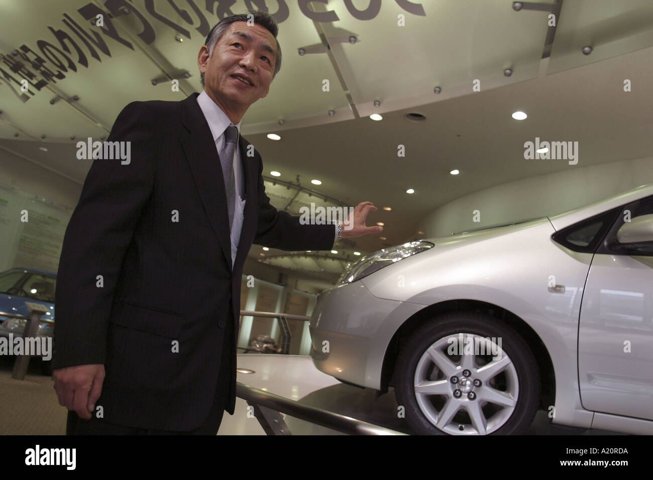 Dr Yaegashi, designer of the Toyota hybrid engine system, Toyota City, Japan Stock Photo
