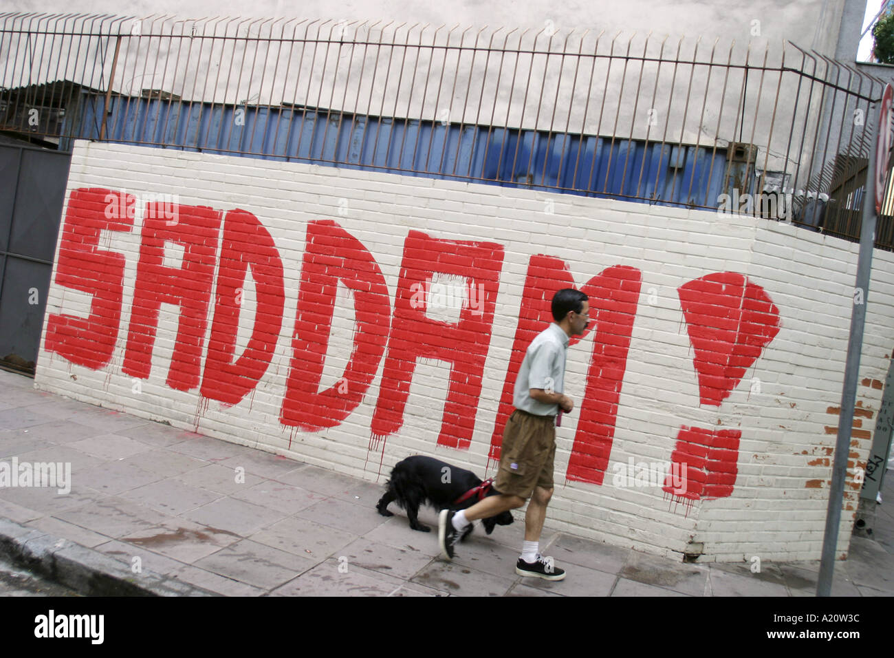 Graffiti, in support of Saddam Hussein, painted on a wall, a sign of  support for the ex President of Iraq, Porto Alegre, Brazil Stock Photo -  Alamy
