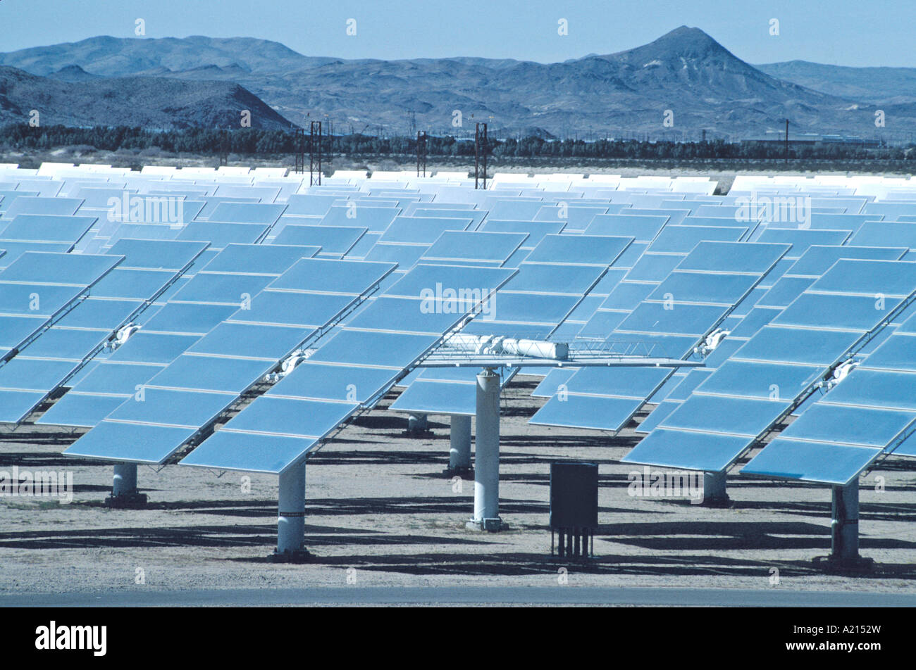 array of reflectors at Solar One Barstow California Stock Photo