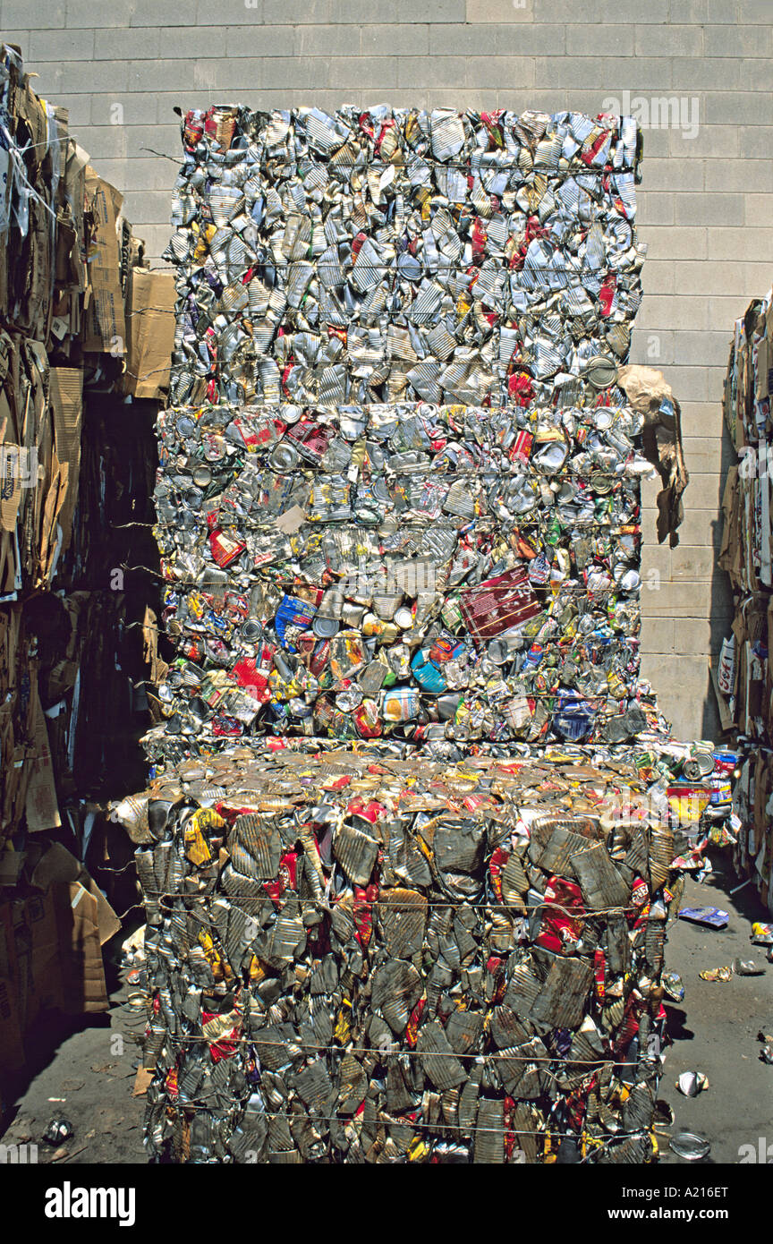 baled recycled steel cans Stock Photo Alamy