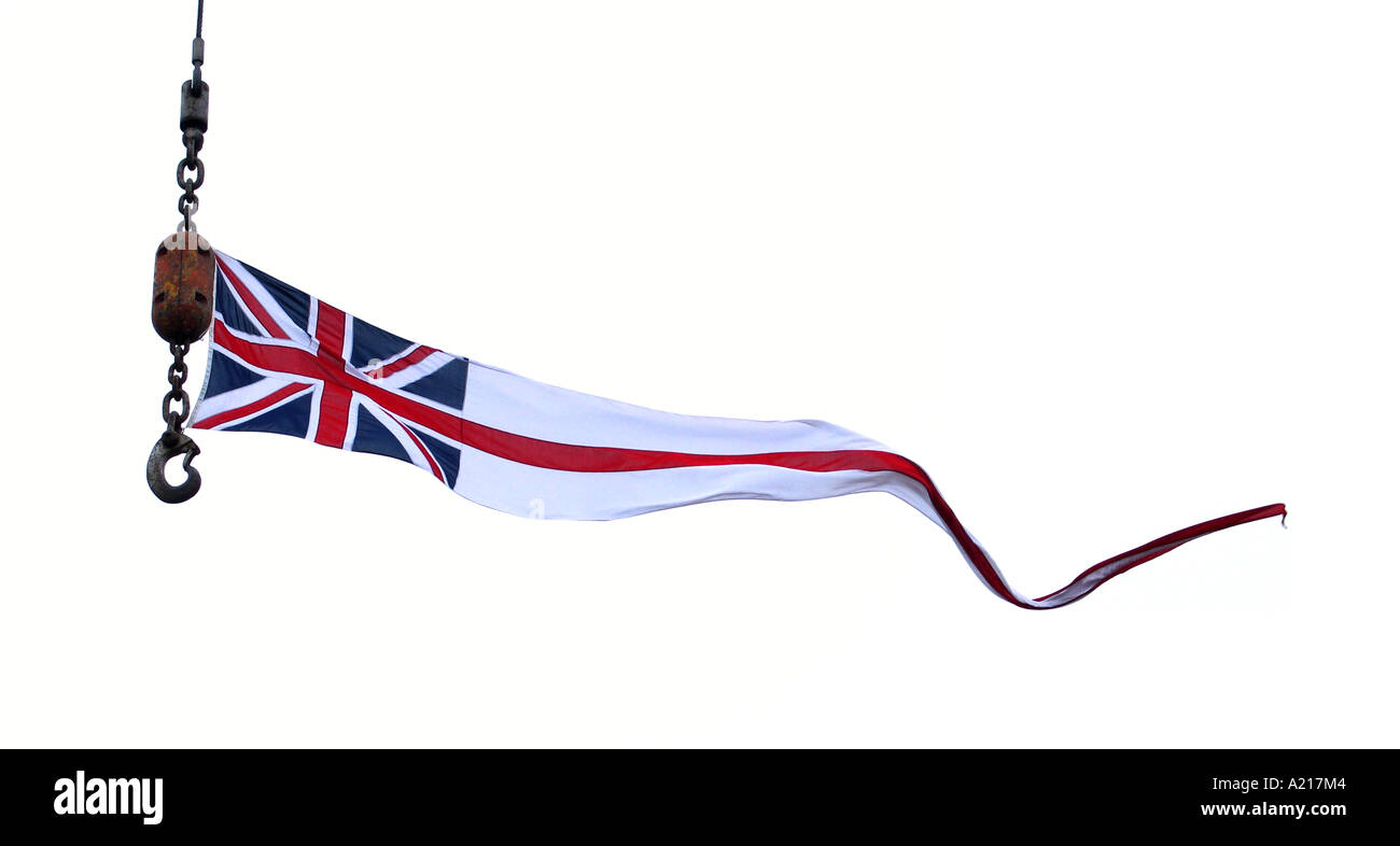union jack / st george's cross pennant flag rippling in the wind. Stock Photo