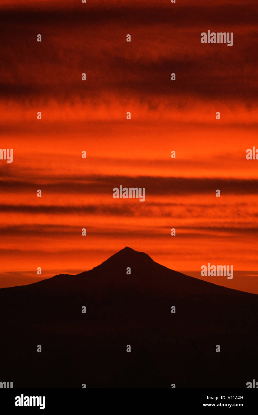 Mount Hood at sunrise from Portland Oregon Stock Photo